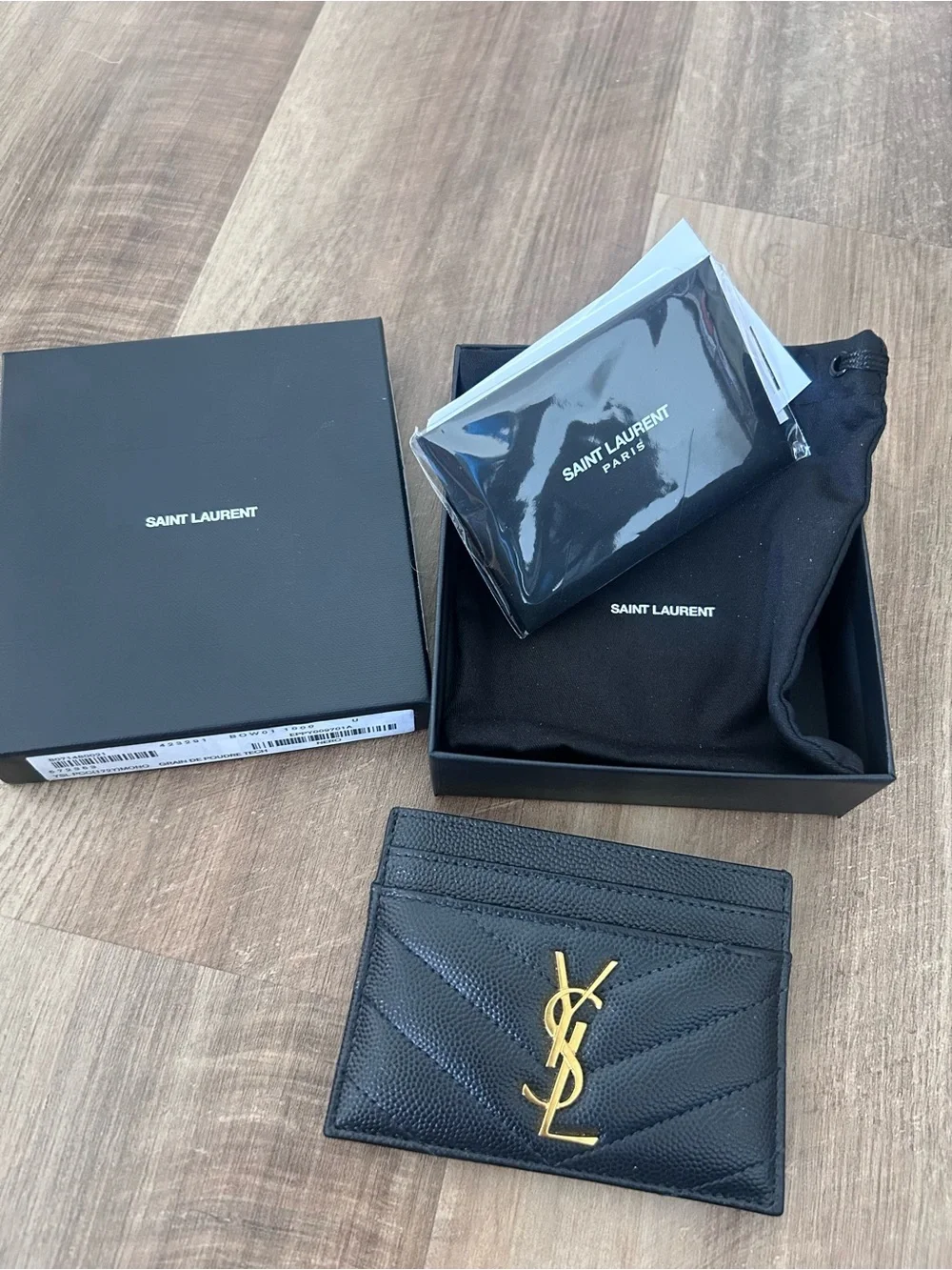Saint Laurent Black Quilted Card Case with Gold YSL Logo - Picture 8 of 8